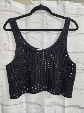 Wild Fable Black Crochet Crop Tank Top - Women Size Small NWT